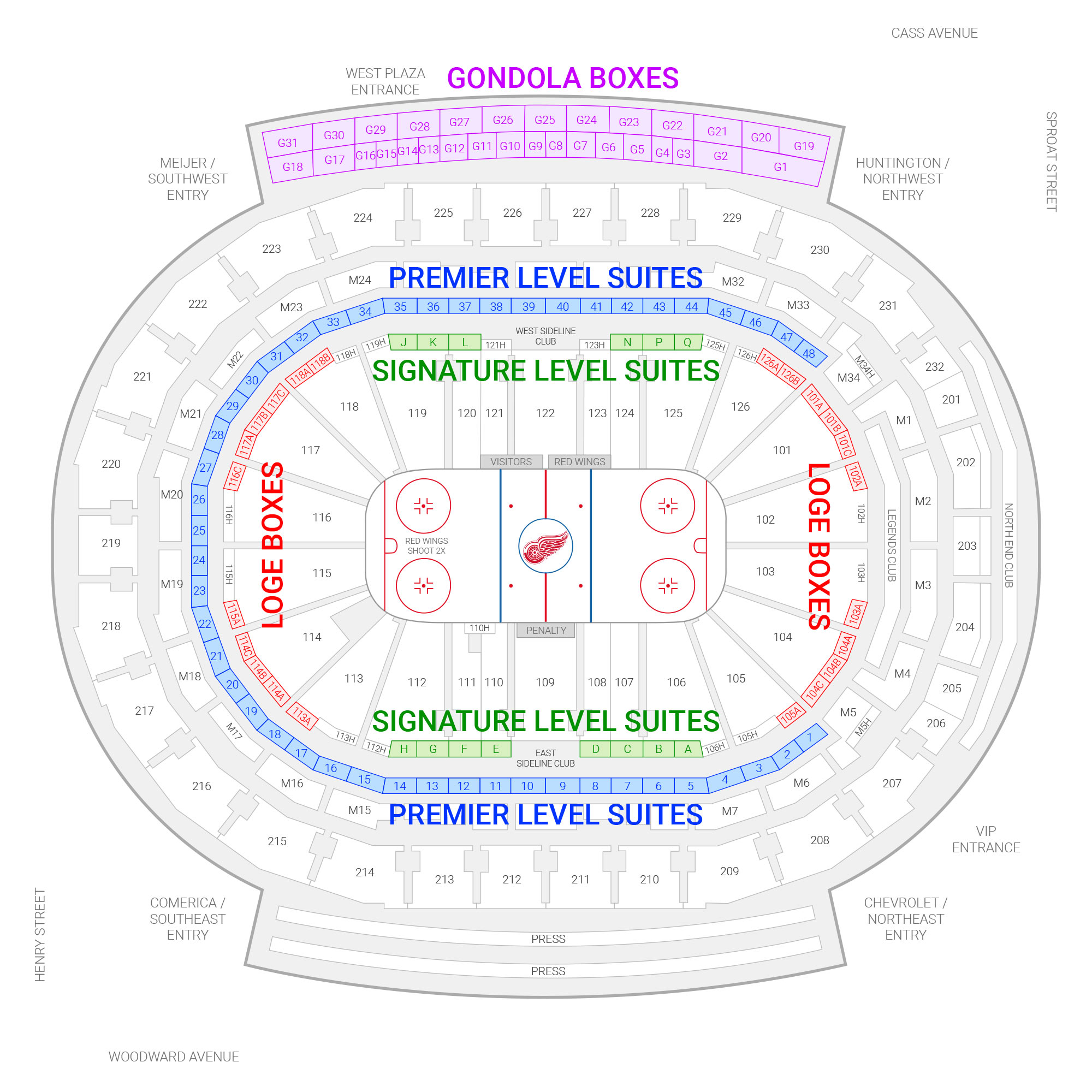 Little Caesars Arena / Detroit Red Wings Suite Map and Seating Chart